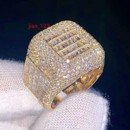 بطولة مخصصة ICED Out Rock Rings Style Sier Gra VVS Baguette Moissanite Diamond Mens Ring