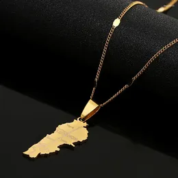 Hänge halsband rostfritt stål guldfärg libanon kartkartor av libanesiska patriotiska smycken gåvor