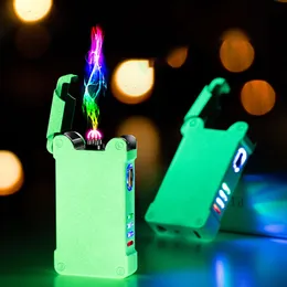 Luminous Projection Romantic Personality Double Arc Windproof Lighter Buzz Light Year Crayon Shin-Chan Usb Lighter