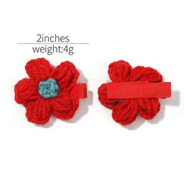 Accessori per capelli 2 pezzi/set bambine in lana in lana a maglia Tesinaggio fatto all'uncinetto fatto a mano Piccolo fiore Sicuro Clips Clip per bambini Accessori per bambini Accessori per bambini