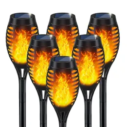 Dekorationer 1/2/4st Solar Flame Torch Lights Flicking Light Waterproof Garden Decoration Outdoor Lawn Path Yard Patio Lampor