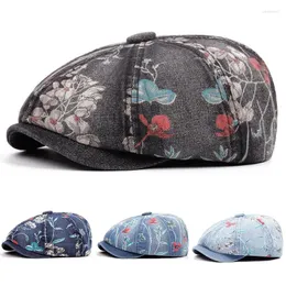 Beralar şık retro denim pamuk şapka unisex bere sekizgen fırın kapakları lüks tasarımcı şapkalar gündelik marka kapağı erkek gorras hombre