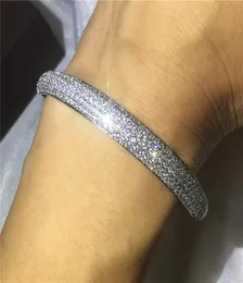 Varumärke utsökt kvinnor armband Vitt guldfyllda kubiska zirkoniumpelsinställningar Armband Bangles Bröllopsjubileum Gift4193690