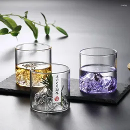 Wine Glasses 200/300ml Heat Resistance Glass Cup Transparent 3D Three-dimensional Mountain Whiskey Home Coffee Milk Cups 1pcs