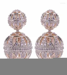 Studörhängen Senyu Luxury 18mm Zirconia Ball Earring Paled Full CZ Stone Reversible Double for Women Jubileum Gift2598102