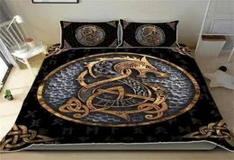 Conjuntos de cama Vikking Drakkar Tampa de edredão Yggdrasil Soft Conjunto de roupas de cama Vikings Fenrir Wolf Celtic Quilt Capa do Dia das Mães GIF8487361
