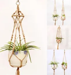 Garden Decoration Vintage Macrame Plant Hanger Flower Pot Garden Holder Ben Hanging Rope Basket Handcrafted flätad hanger Pot9980483