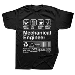 Komik Mekanik Mühendis Ürün Etiketi Tişörtler Grafik Pamuk Sokak Giyin
