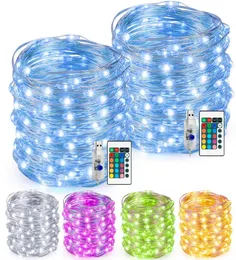 LED String Lights Multi Color Change String Lights مع بطارية USB عن بُعد مدعومة 33 قدمًا 100 LED