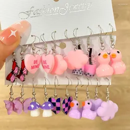 フープイヤリング10pcs/set duck dangle arring set幾何学的な蝶のハートマッシュルーム動物の女性女の子の子供のジュエリーギフト