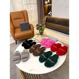 Furry Slide Slippers Sandaler 2023 Designer Luxury Women Wool Leather Sandal Political Campaign Embroidery Slipper Fashion Top Quality With Box Size 35-42