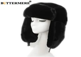 Buttermere Kürk Bombacı Şapkası Kadınlar için Rus Ushanka Siyah Tuzakçı Şapka Kadın Sıcak Kış Kayak Kulakları Gorros Mujer Invierno787874