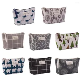 Bolsas de cosméticos Fabric Zipper Bag Girls Store Multifuncional Canvas Bolsas de moedas Make Up Organizer Pouch Cotton