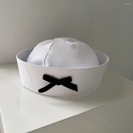 Berets Flip Eaves Bow Bert Fashion Dome Bowknot Sailor Hat Jk ткань темно -синяя крышка девушка