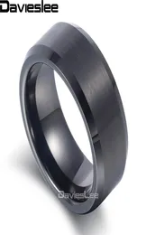 Davieslee Mens Boys Matte Finish Band Ring Tungsten Carbide Wedding zaręczyny Czarny 8 mm LTR047911277