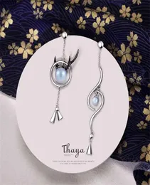 Thaya Real 925 Sterling Silver Handmade Designer Dangle Horns Earring 여성 고품질 일본 스타일 고급 보석 2106165511068