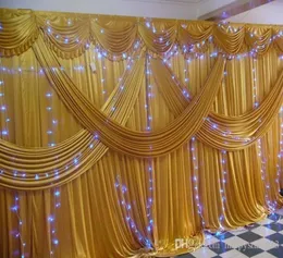 Fashion Gold Wedding Sfondo di seta ghiacciata Fare di nozze pieghe Swag 3M6M10ft20ft PROPS DECORAZIONI TENDATICHE 9217668