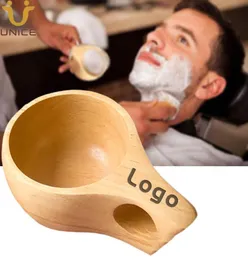 MOQ 50 PCS تخصيص Logo Beard Shaving Soap Bowl Premium Wooden Shaving Mug لـ Shave Cream Soap Cup Cup Men Grooming8652780