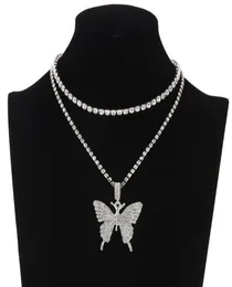 Iced Out Butterfly Collece Women Wrinestone Chain Choker Madeny Bling Chocker Ожерелья 2020 Fashion Luxury Jewelry Gift6775979