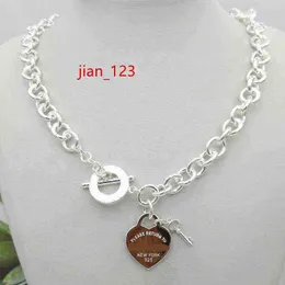 Damen neuer Tif Silver Love Style Halskette 925 Sterling Silber Key Heart Zauber Anhänger Halskette G1201