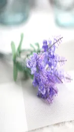 5pcslot 10 huvuden Artificial Flower Lavender Branch Simulation Lavender Bouquet Fake Flower Wall Wedding Decorative Silk Bouquet7133862