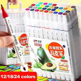 Markers 12/18/24/36/48 Highlighter Color Pen Double headed Color Mark Art Mark Set Art Stationery School Office SuppliesL2405