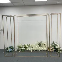 Party Decoration 2024 Wedding Props Gold Plated Bakgrund Arch Flower Iron Square Screen Outdoor Display Frame