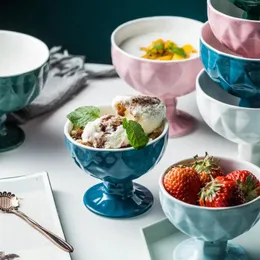 Bowls Nordic Ceramic Ice Cream Tall Bowl Milk Tea Shop Creative Dessert Fruit Cup Home Milkshake Eco-Friendly