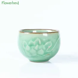 ティーウェアセットLongquan Celadon Kiln Tea Cup Ceramic Porcelain Tea Cup Teaware Kung Fu Tea Cup Set Ice Crack Open Master Cup Bower Cup