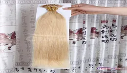 Fantastiska längder 100 strängar 24 Natural Blonde Double Drawn Silkesly Straight Fusion Keratin Förbunden pinne I Tip Remy Human Hair Exte4397942