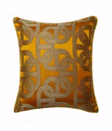 Contemporary Dark Orange Geometric Pillow Case Modern Square 45x45cm Rope Pipping Jacquard Woven Home Floor SOFA CUSHION COVER4340429