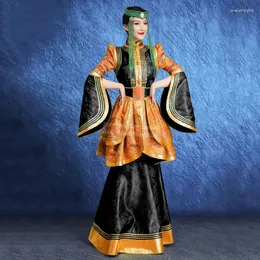 Bühnenbekleidung Frauen mongolischer Robe Tibetaner Hochzeitskleid Tanzleistung Slim Fit Walk Show Traditionelle Pogralation und po Supp