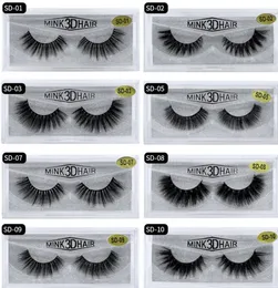 3D -Nerz -Wimpern Messy Eye Lash Synthetic Faser Extension Sexy Full Strip Wimpern Dramatische lange flauschige Wimpern 20 Styles6136221