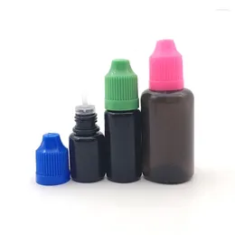 Depolama Şişeleri 150pcs Boş Plastik Şişe 5ml/10ml/15ml/30ml Siyah PE Sıkma Meyve Suyu Göz Damlalı Şişe Sıvı Kap