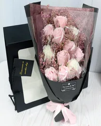 Hvayi 18pcs sztuczne mydło Mariage Rosy Flower Buquet Flores Plant Birthday Christmas Wedding Walentynki Dail Direve Decor C07249102