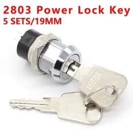 5 Sätze 19mm Metall Electronic Power Lock Key Switch 4Pin Onoff 2Position DPST A Series 2803 Zinklegungsschweißanschluss 240429