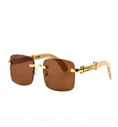 Ienbel 2020 Fashion Rimless Sunglasses Men Wood and Nature Buffalo Horn Driving Shade Eyewear Mens Sports Sun Glass6191288