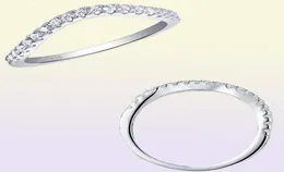 Она 925 Стерлинговая серебряная обручальная группа обручального кольца для женщин Curve Design Aaaa Zircon Jewelry7990376
