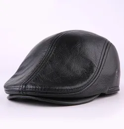 Designer Men039s Real Genuine Leather Hat Baseball Newsboy Beret Chats Winter Warm Cowhide Caps3587570