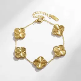 Fashion Classic Charm Armband örhängen Fyra bladdesignsmycken 18K guld armband armband för kvinnor män halsband kedja elegant smyckespresent