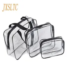 JXSLTC Fashion Transparent Travel Cosmetic Organizer Cases Bag Letter Makeup Tasjes Söt kosmetisk väska Kvinnor Makeup Handbags7011766