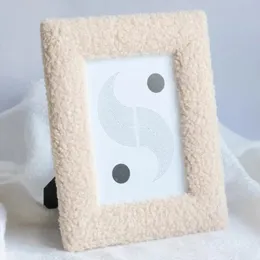 1Pc 6Inch/7Inch Home Modern Simplicity Solid Color Plush Po Frame Tabletop Cute Exquisite Decorative Ornament Po Frame 240409