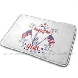 Tapetes All American Girl 4 de julho Dia dos EUA Mat Mat Doorway Não deslize a água de captação de água Clipart Cliper.