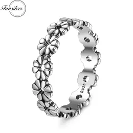 Cluster Rings Fansilver 925 Sterling Silver for Women Daisy Flower High Ply Comfort Fit Stacking Band Кольцо оптом