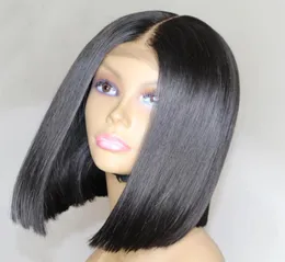 Cabelos lisos brasileiros Bob Cut Wigs Ajusta pré -arrancada 4x4 Fechamento de renda superior Bob Cut Humanhair Wigs para mulheres negras WHOL7809998