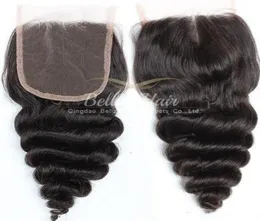 44 Natural Hairline Loose Wave Closure HD Medium Brown Lace Human Hair Middle Part Brazilian9626823