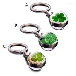 سلاسل المفاتيح luminescent 4 clover Leaf حظا سعيدا حمراء خشب مفتاح المفتاح