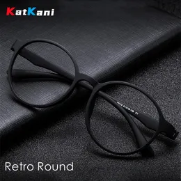 KatKani Retro Round Optical Prescription Mens And Womens Glasses Frame Ultralight Comfortable Without Screw Design Glasse 240425