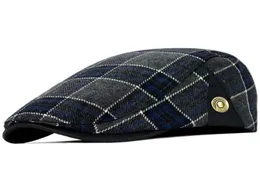 High Quality Retro Adult Berets Men Wool Plaid Cabbie Flatcap Hats for Women039s Newsboy Caps ship8817838