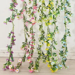 装飾的な花175cm人工デイジーヴァインガーランドリビングルーム葉の植物フラワーラタンホームパーティーウェディングデコレーション